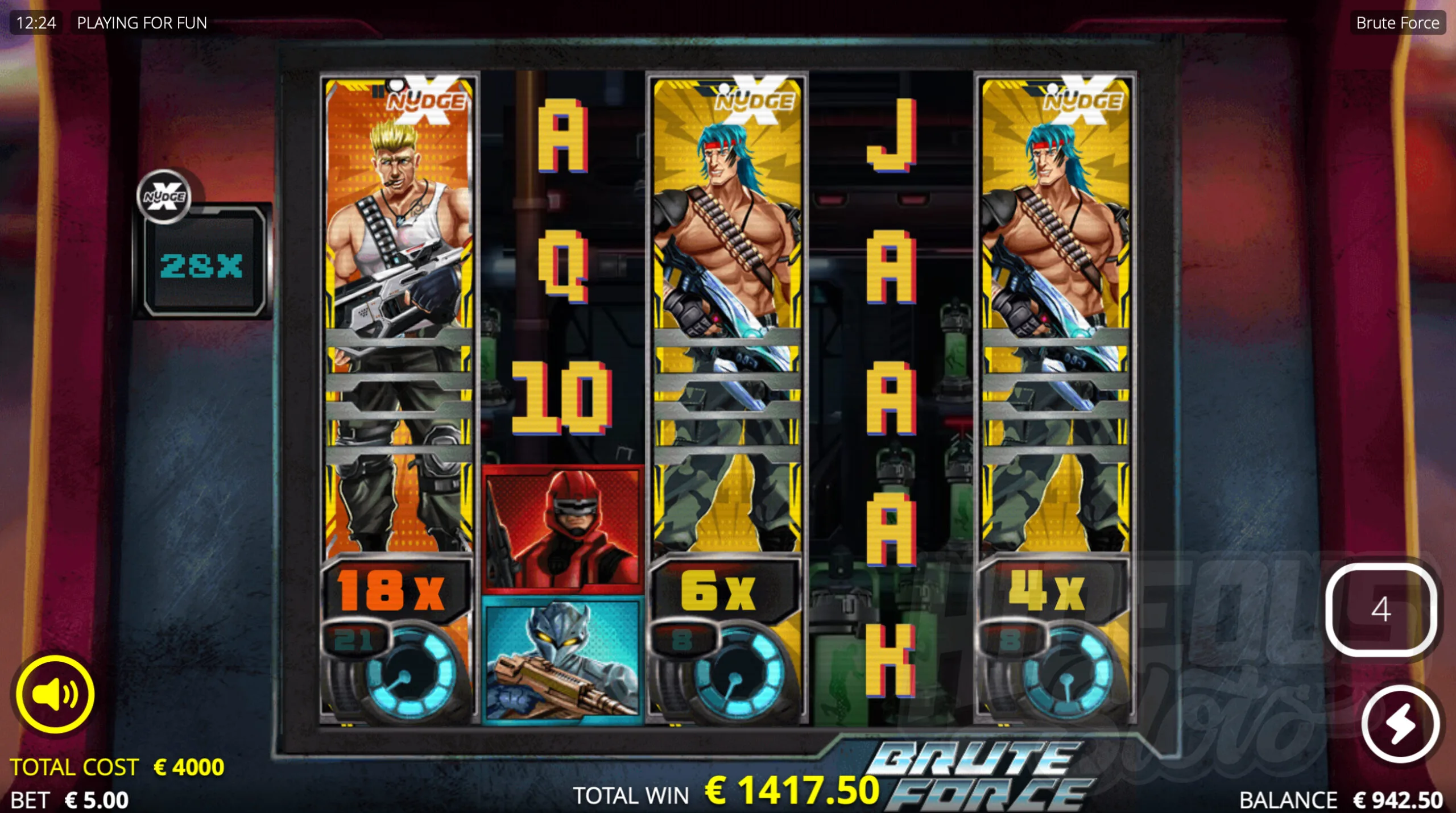 During Super Brute Spins xNudge Wilds May Become Sticky and Remain Persistent For the Duration of Spins