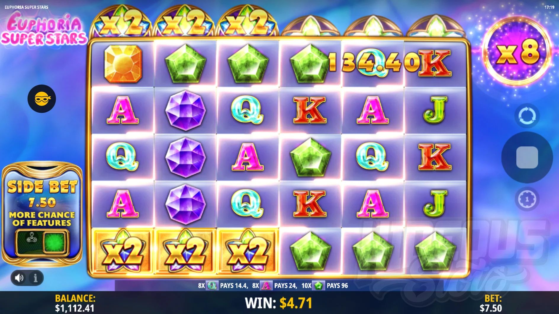 Land Star Symbols in View to Activate the Win Multiplier