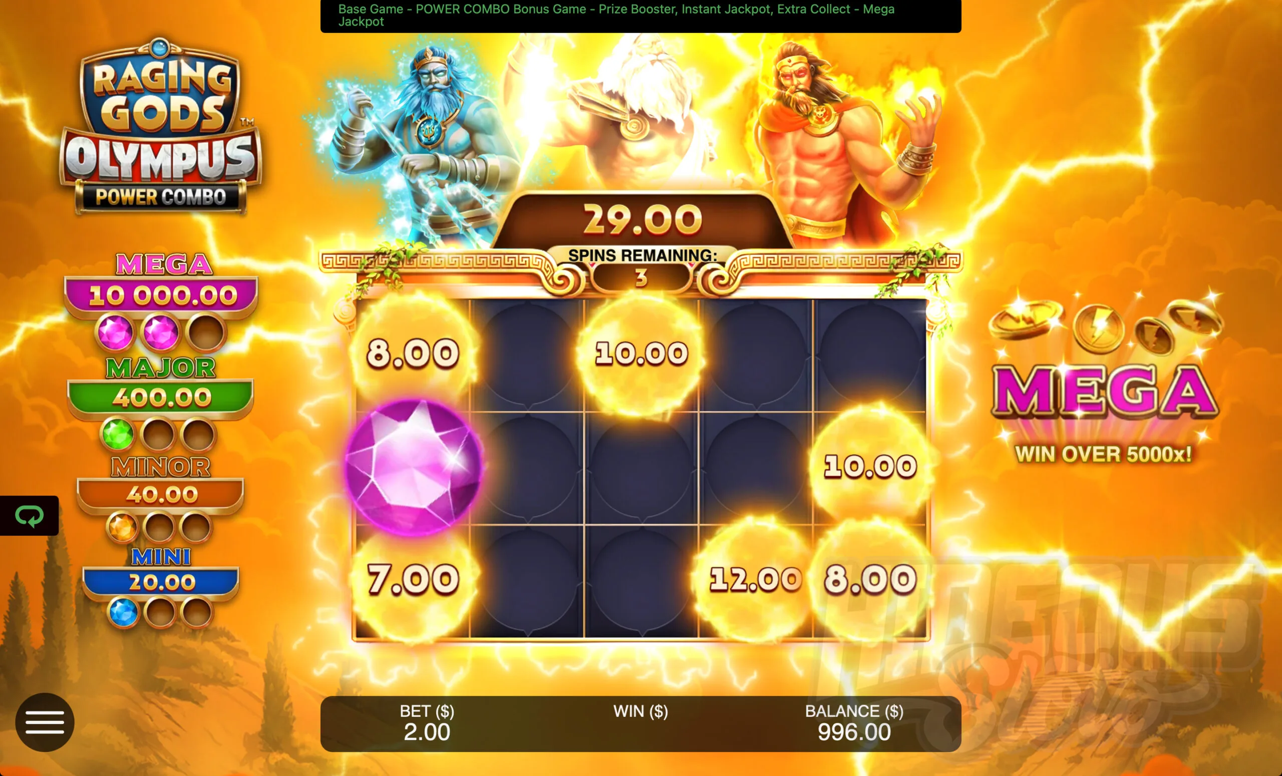 Raging Gods: Olympus Power Combo Power Combo Bonus Game