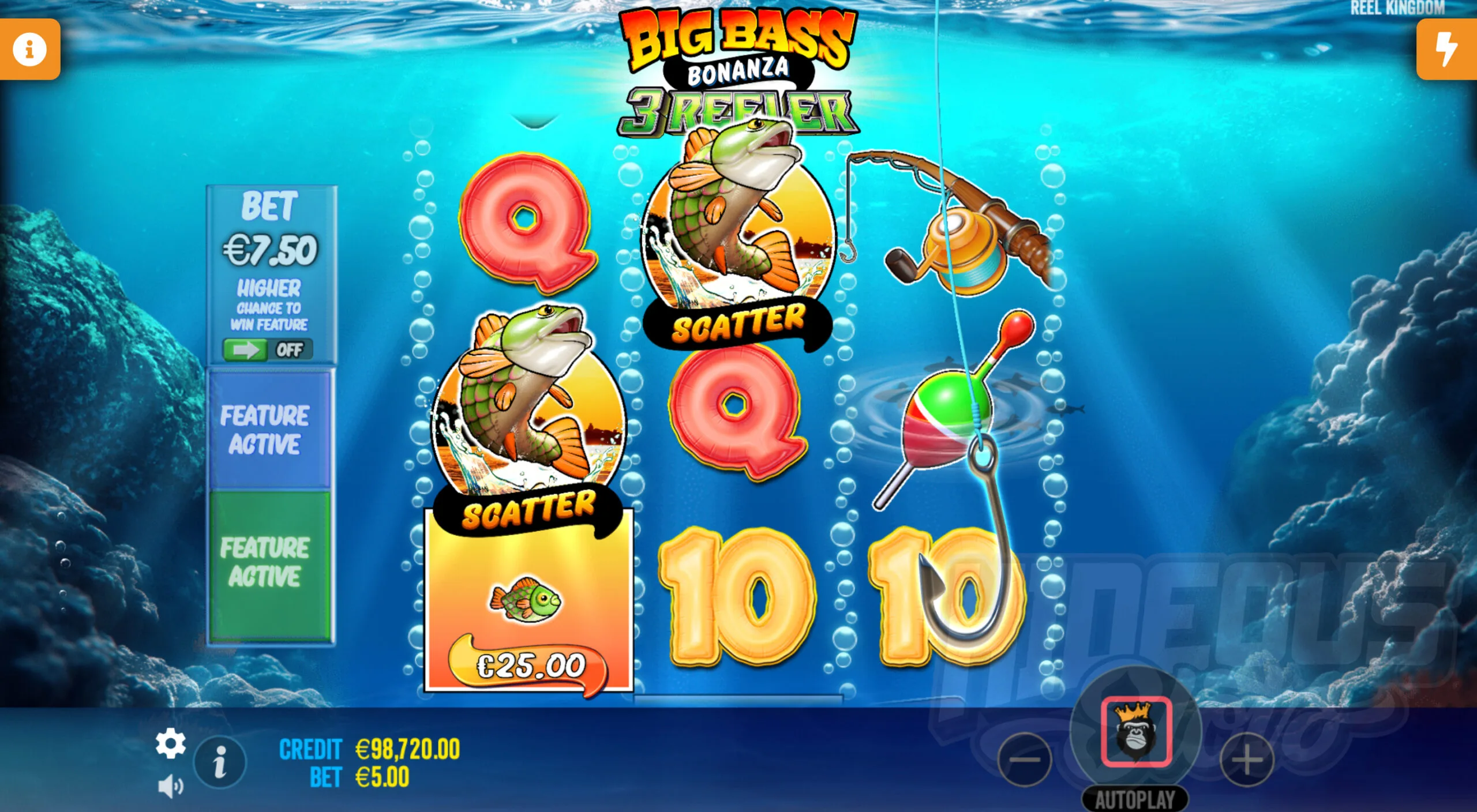 Hooks Can Appear Randomly in the Base Game to Bring Scatters onto the Reels and Trigger the Free Spins Feature