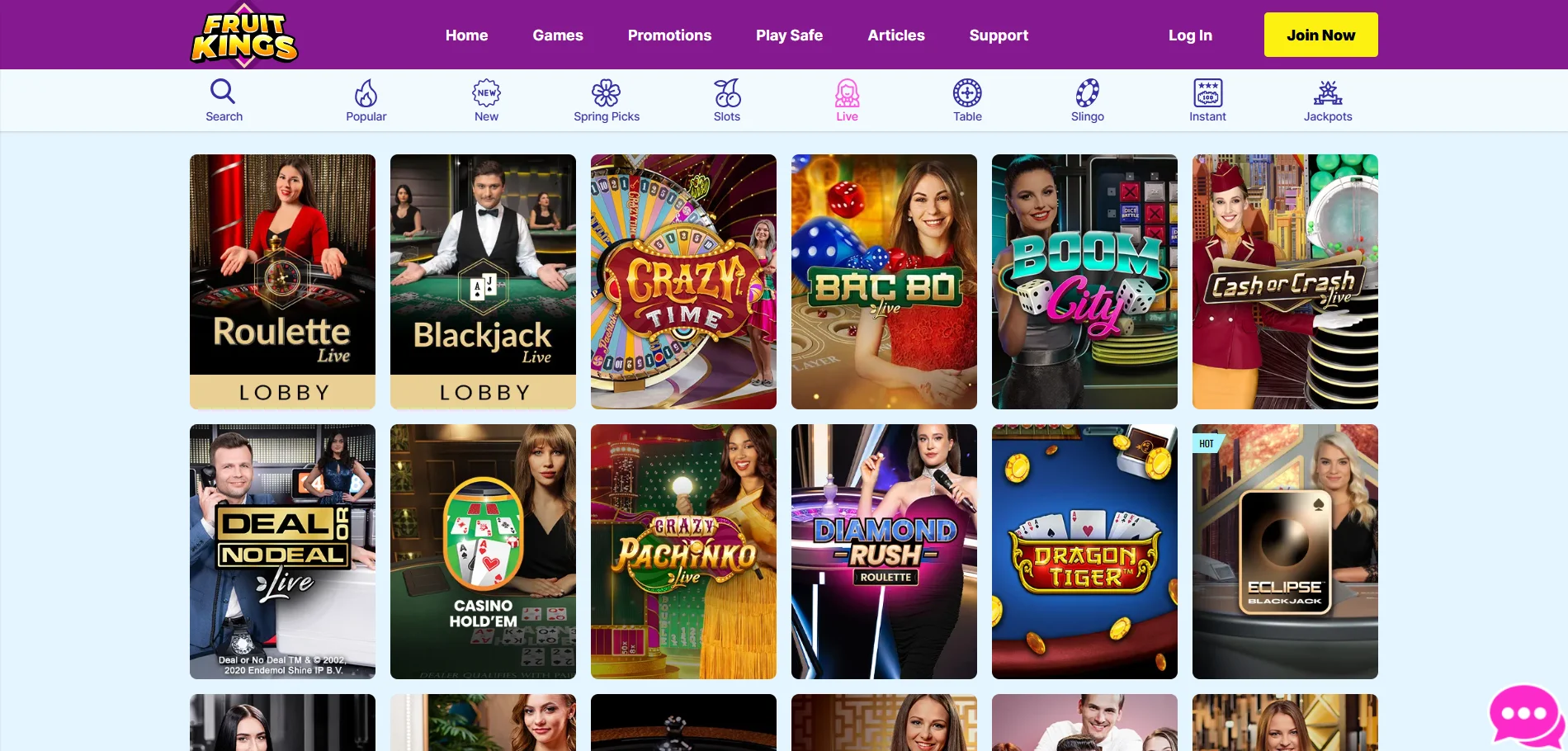 Fruit Kings Live Casino Games