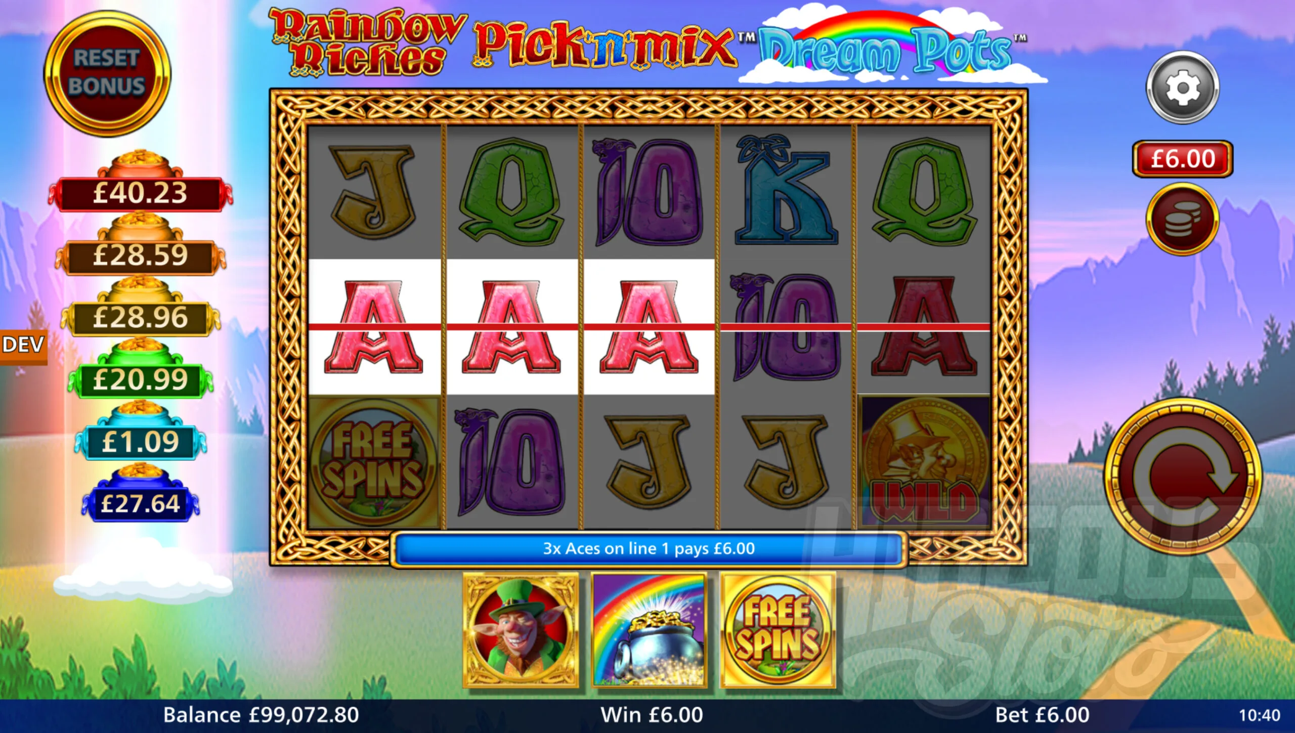 Rainbow Riches Pick 'n' Mix Dream Pots Offers Players 20 Fixed Win Lines