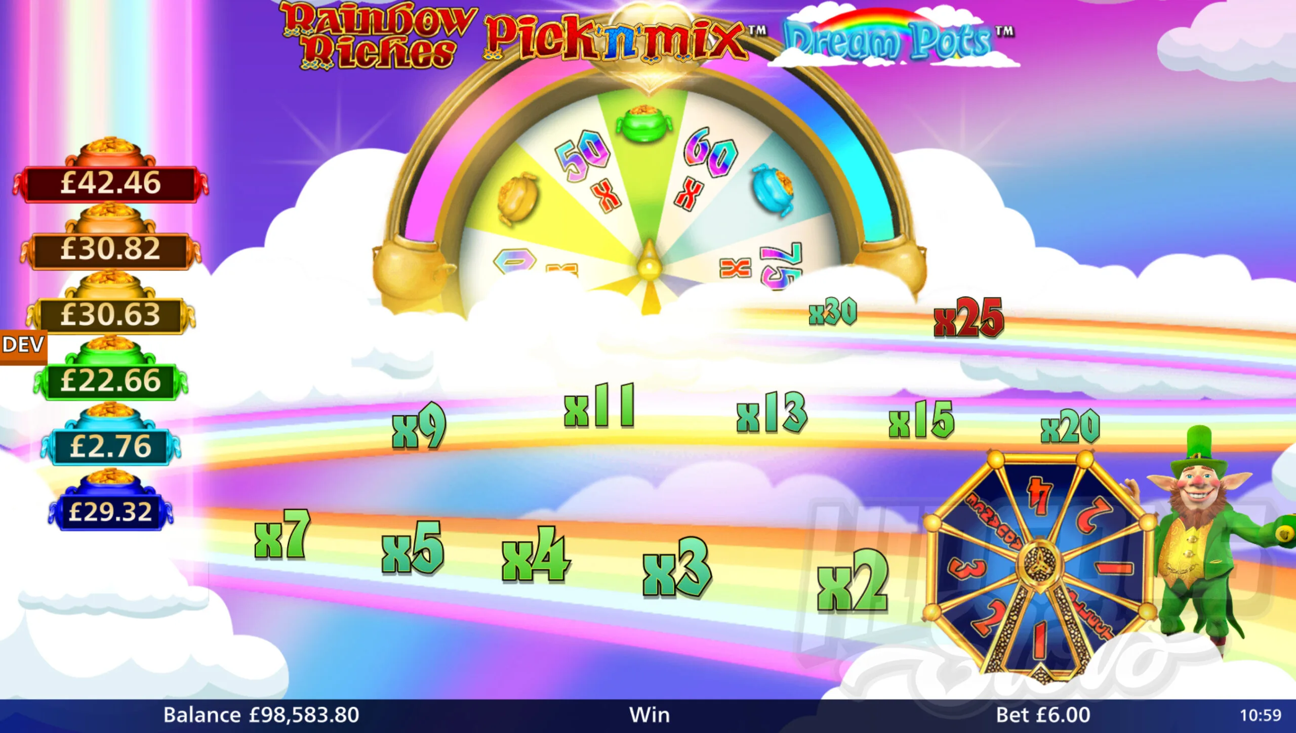 Rainbow Riches Pick 'n' Mix Dream Pots Rainbow Road Bonus Game