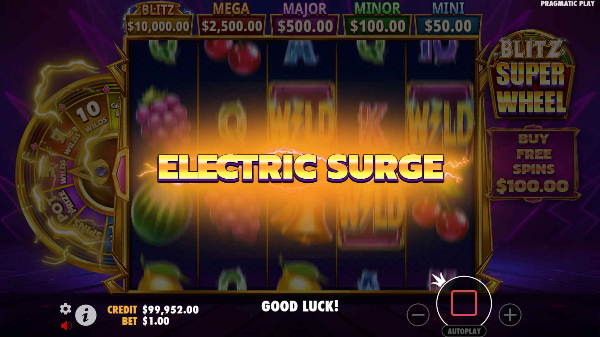 Activate the Electric Surge and spin the Super Wheel for random in-game modifiers