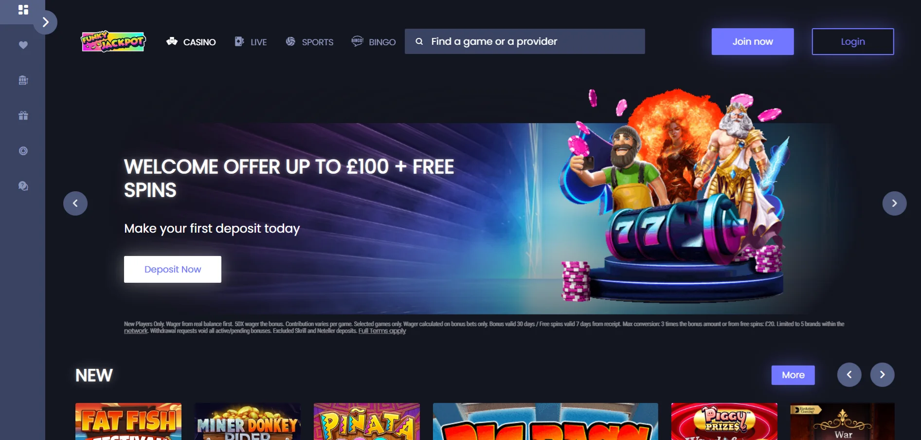 FunkyJackpot Homepage