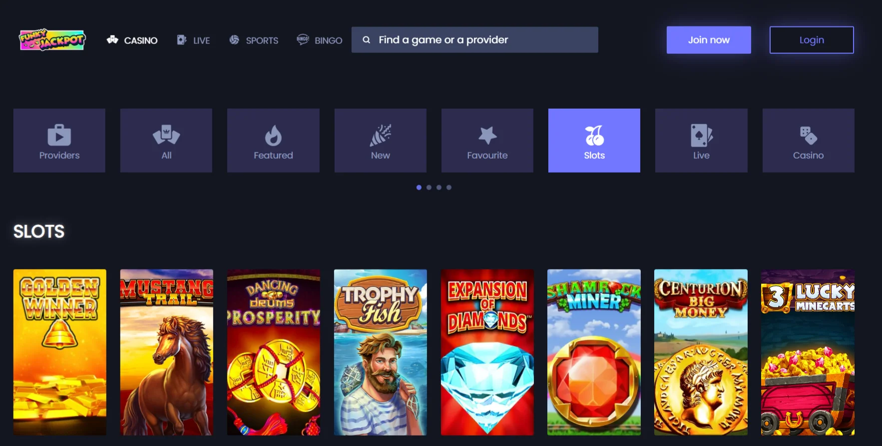 FunkyJackpot Game Selection