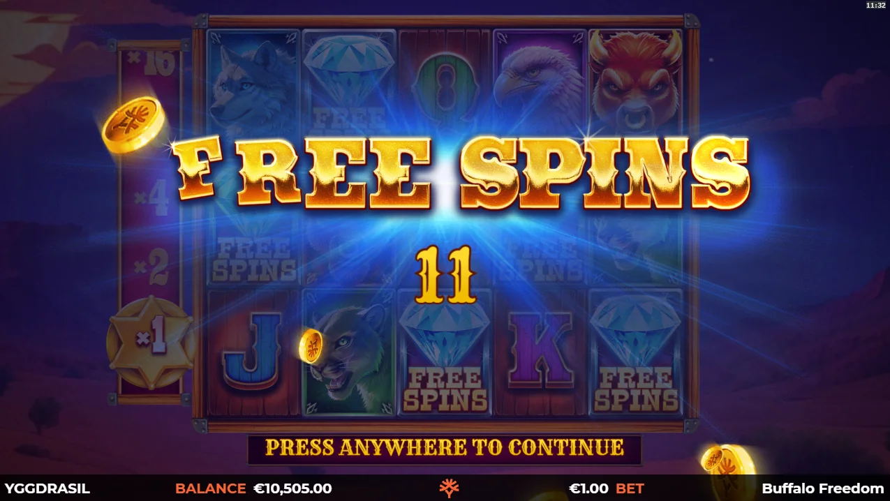 Land 3 or more scatter symbols to trigger the bonus Free Spins