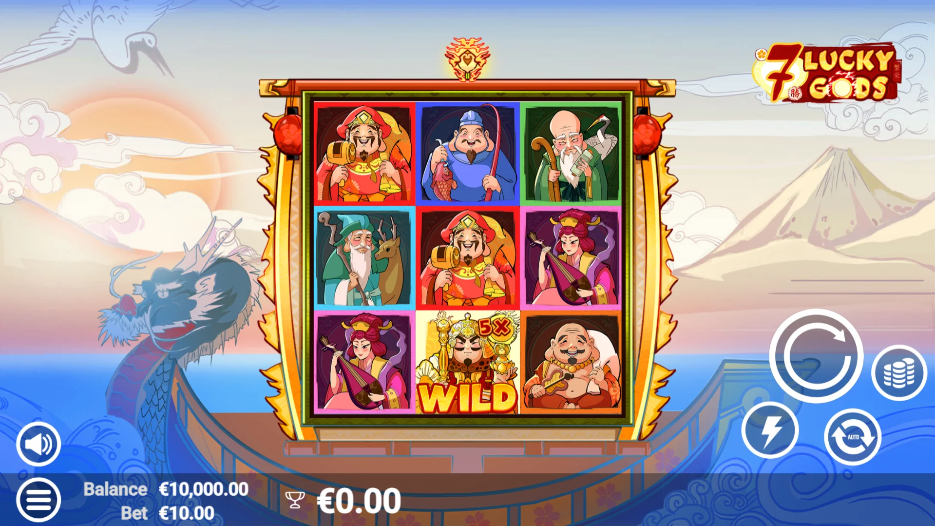 7 Lucky Gods Base Game play