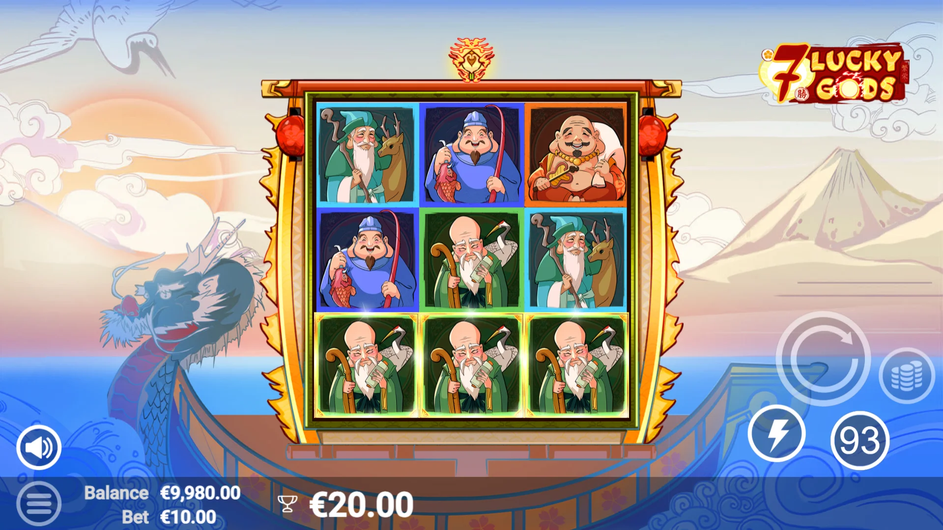 7 Lucky Gods offers players 5 fixed paylines