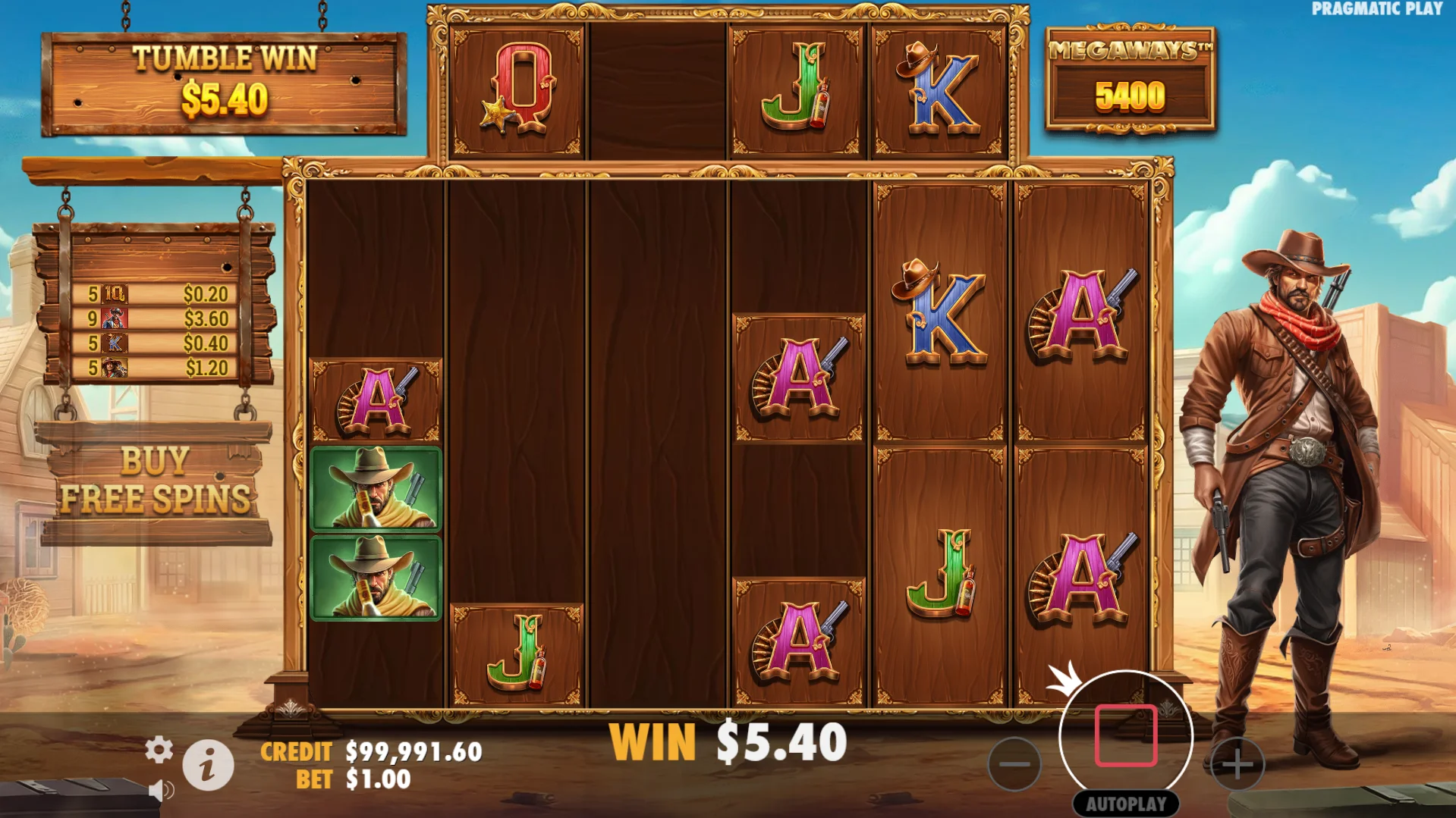 Form a winning combination to activate the Tumble feature