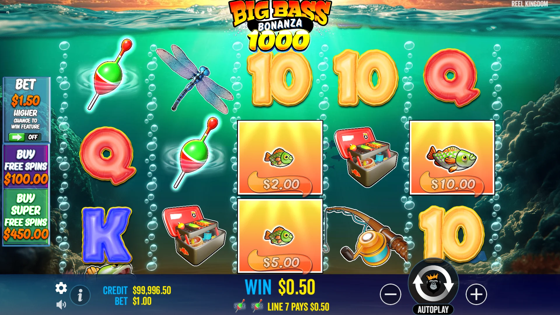 Big Bass Bonanza 1000 offers 10 fixed pay lines