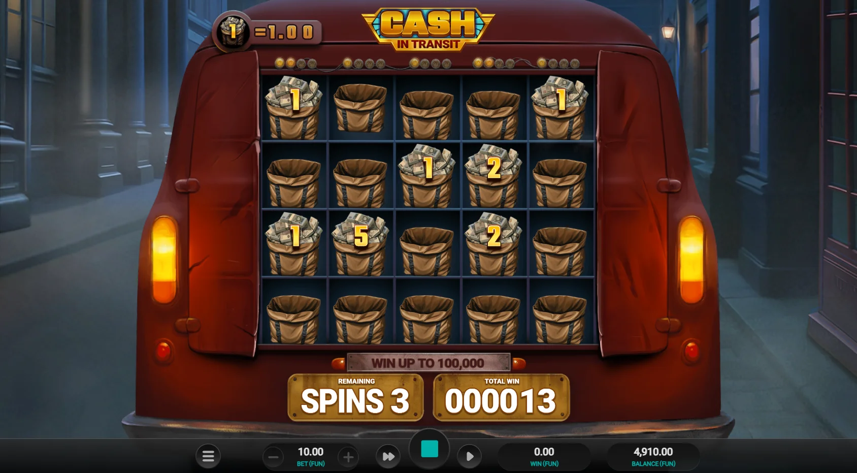 Trigger the bonus for 3 resetting respins and land a variety of prize values and Feature symbols