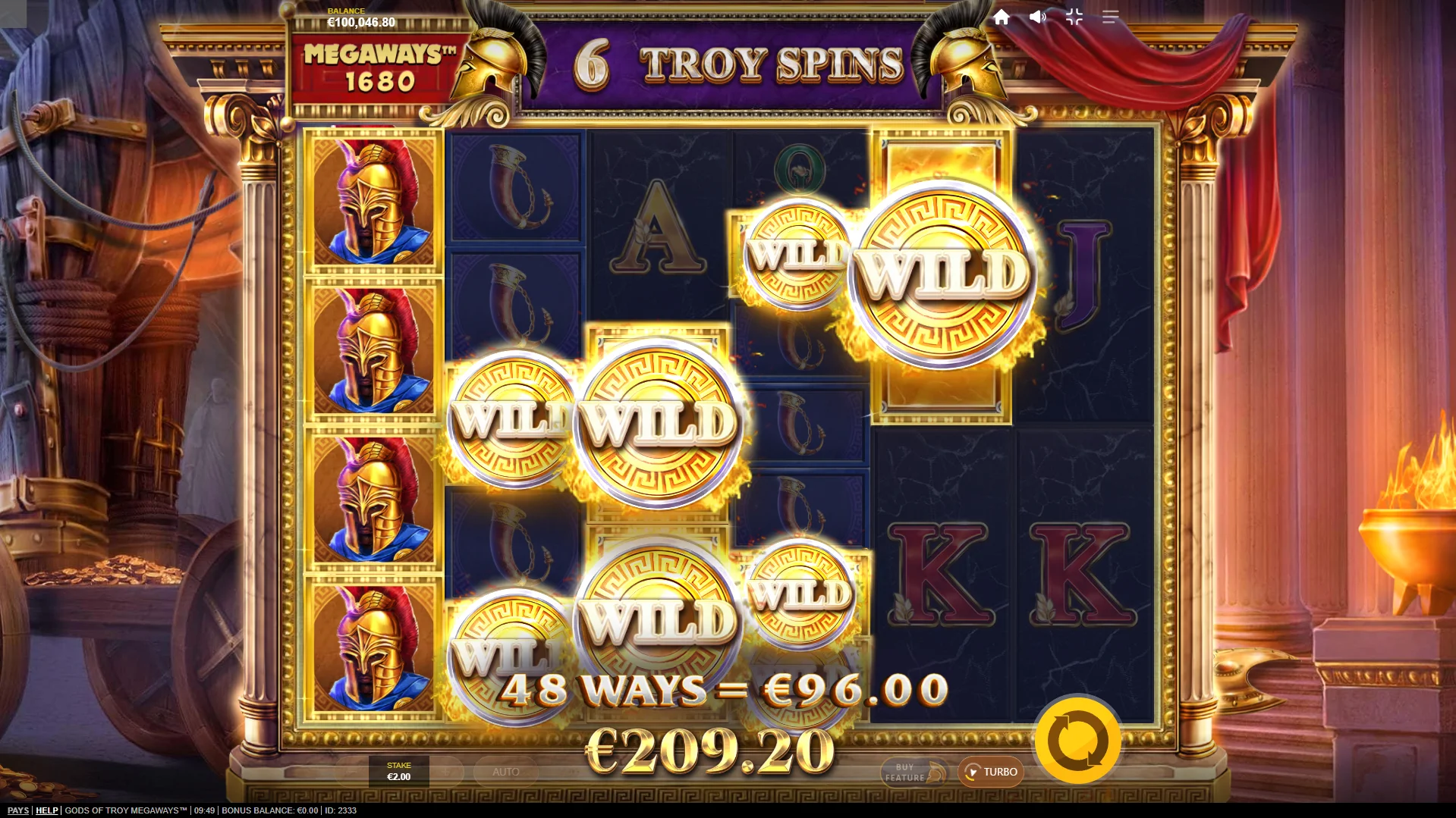 Trigger the Free Spins bonus round and see random Wilds added to the reels during each spin