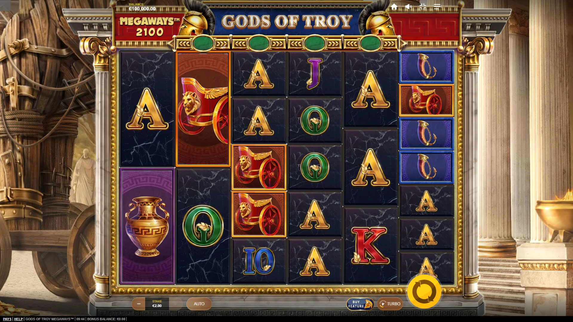 Gods of Troy Megaways base game play