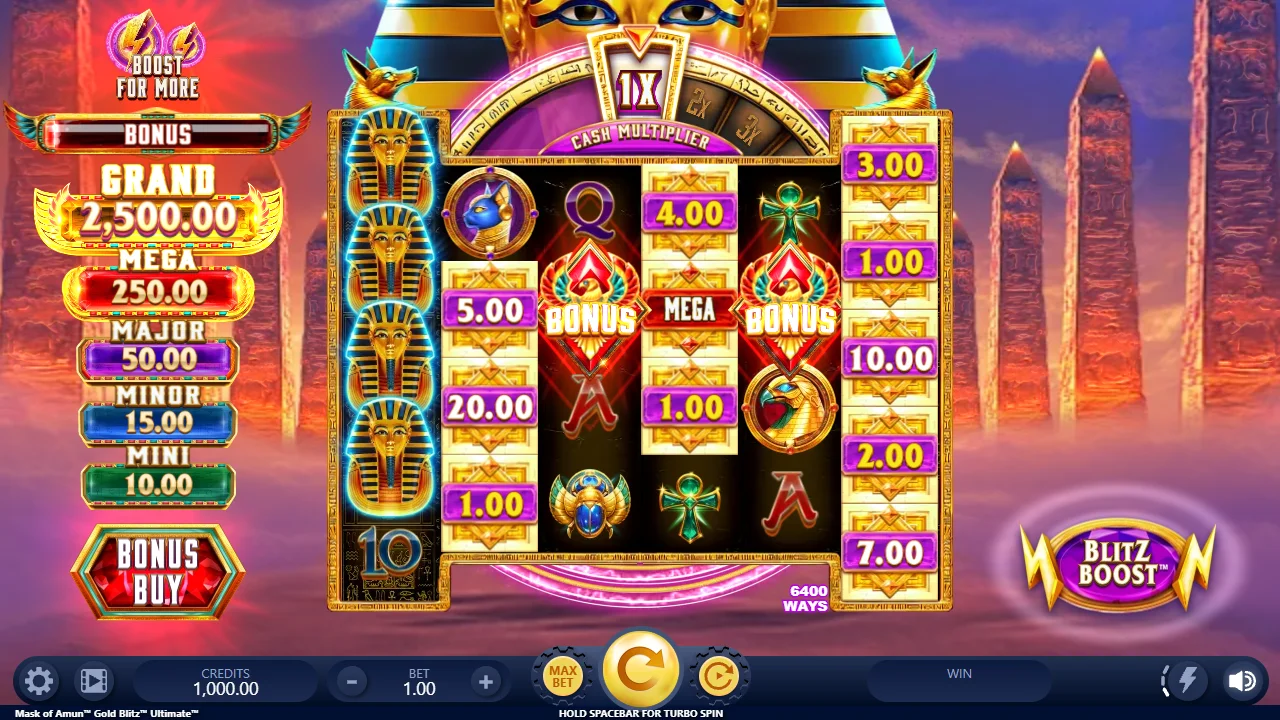 Mask of Amun Gold Blitz Ultimate base game play