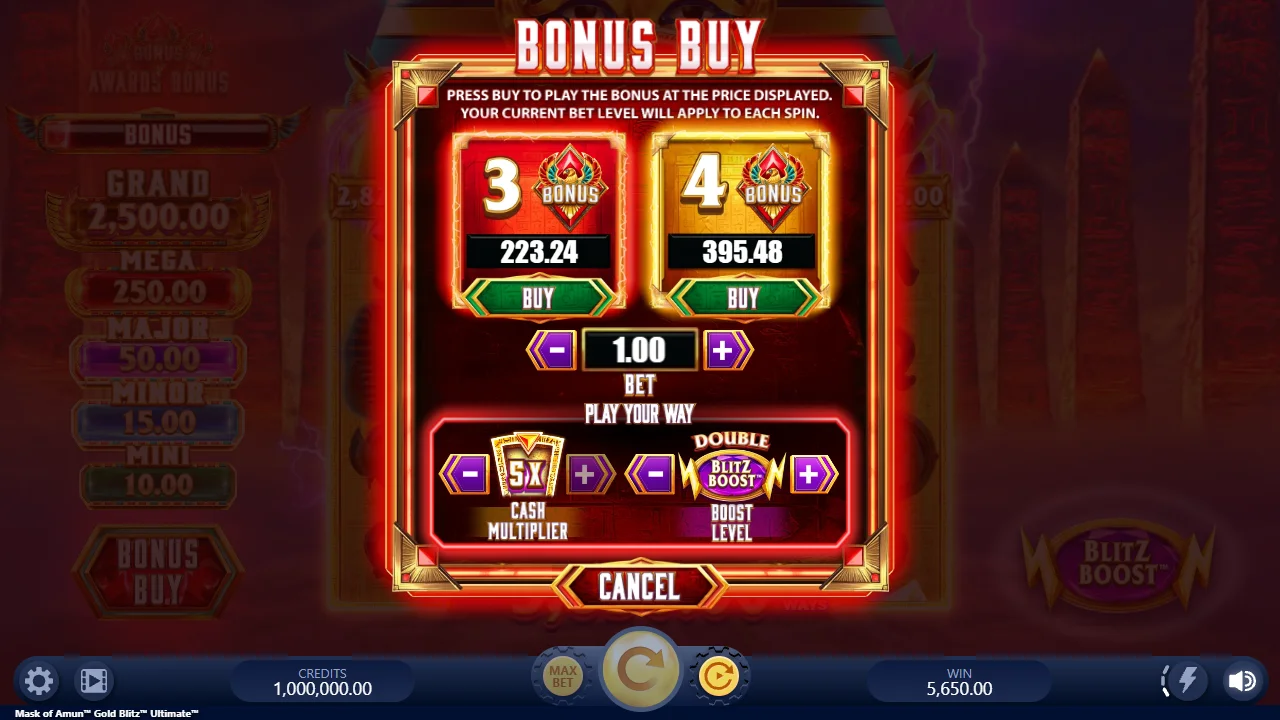 The Bonus Buy option offers players a "Play Your Way" bonus choice