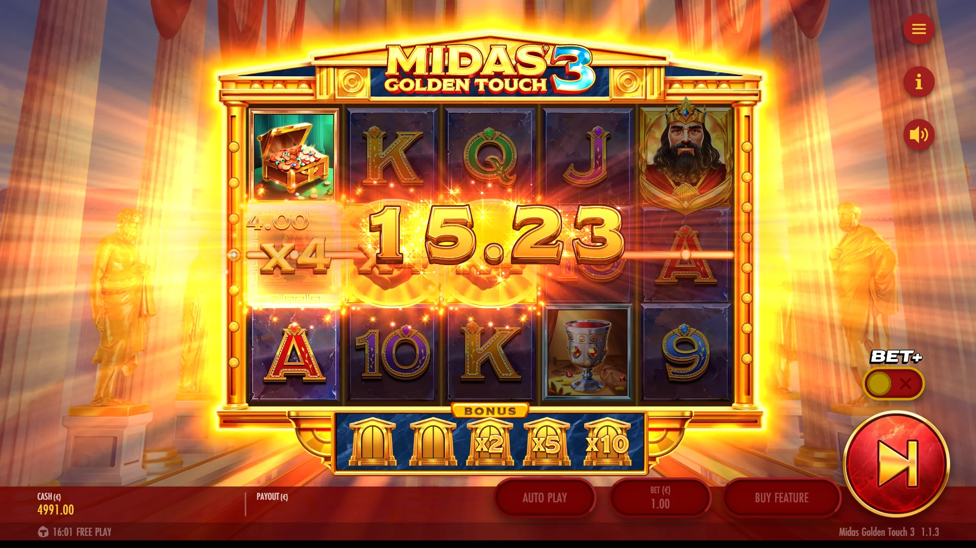 Form winning combinations with Wild symbols for added win multipliers