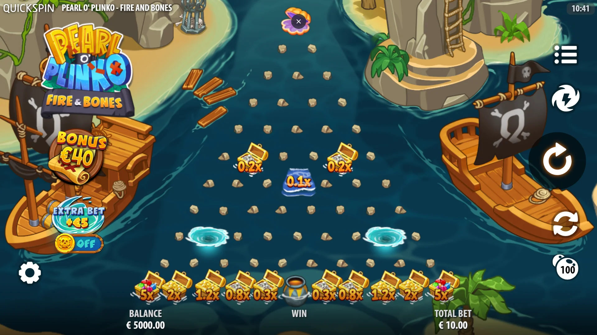 Pearl O' Plinko Fire & Bones base game play