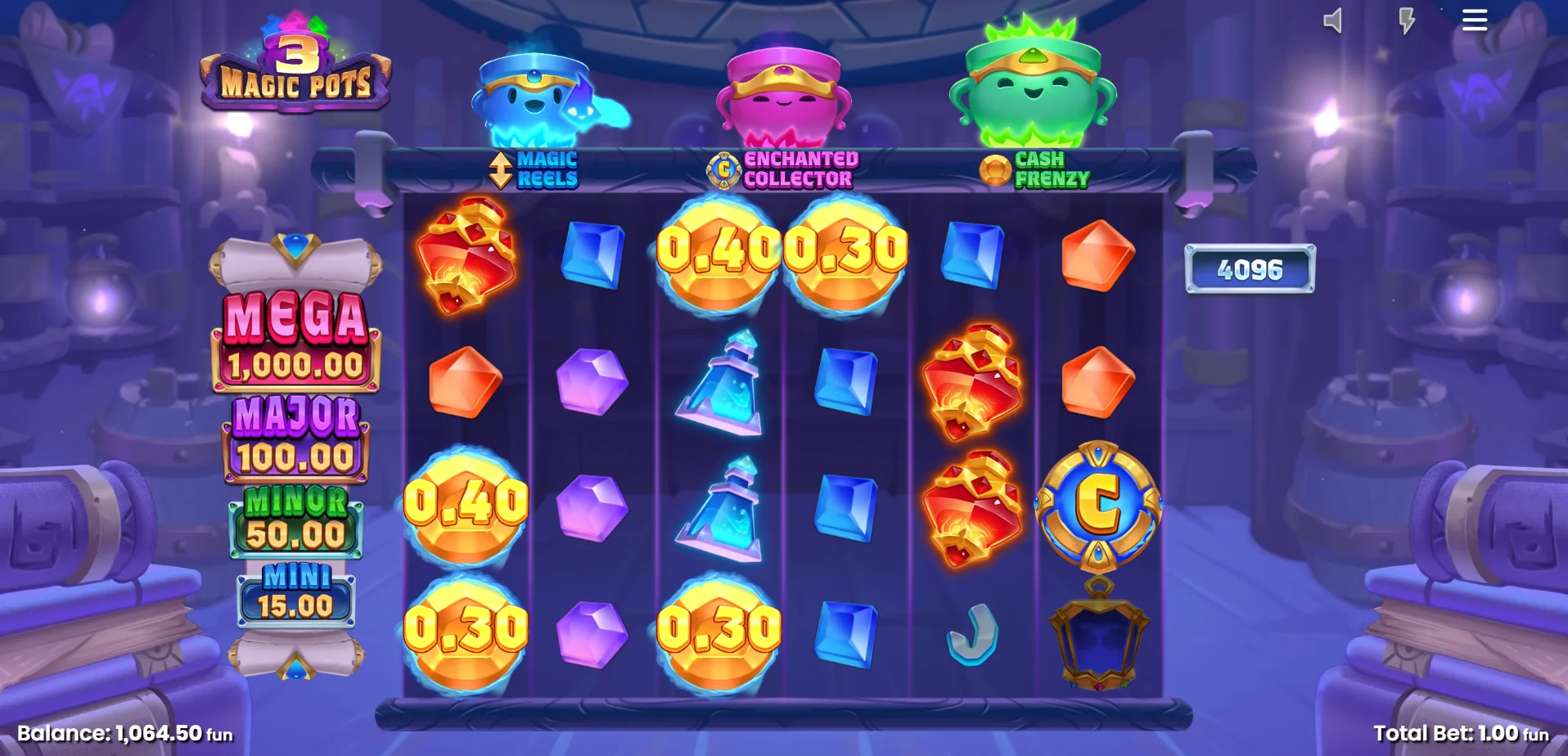 Land Collector symbols alongside Instant or Jackpot Prizes for bigger wins