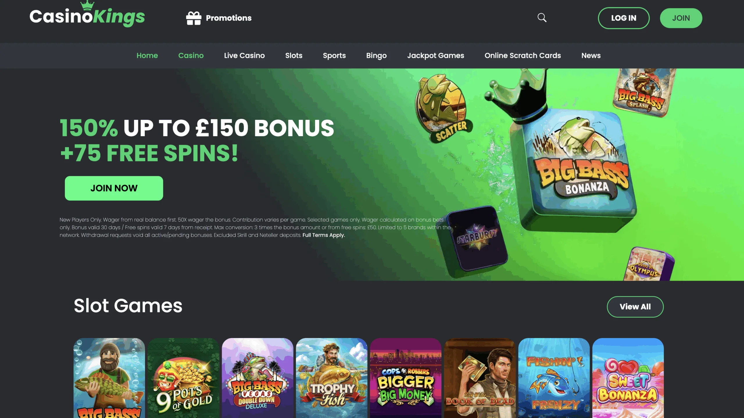 Casino Kings has a generous welcome bonus