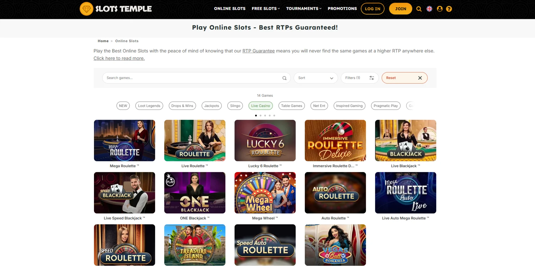Slots Temple Live Casino