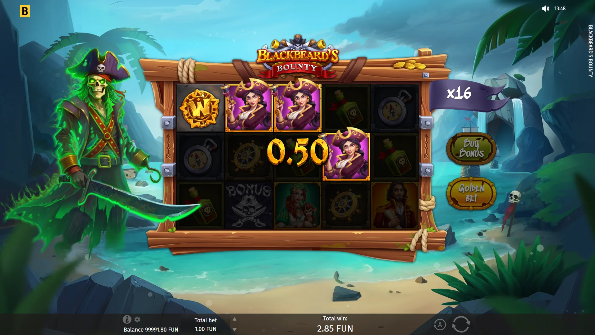 Each winning cascade places a random Wild symbol on the reels and doubles the Unlimited Multiplier