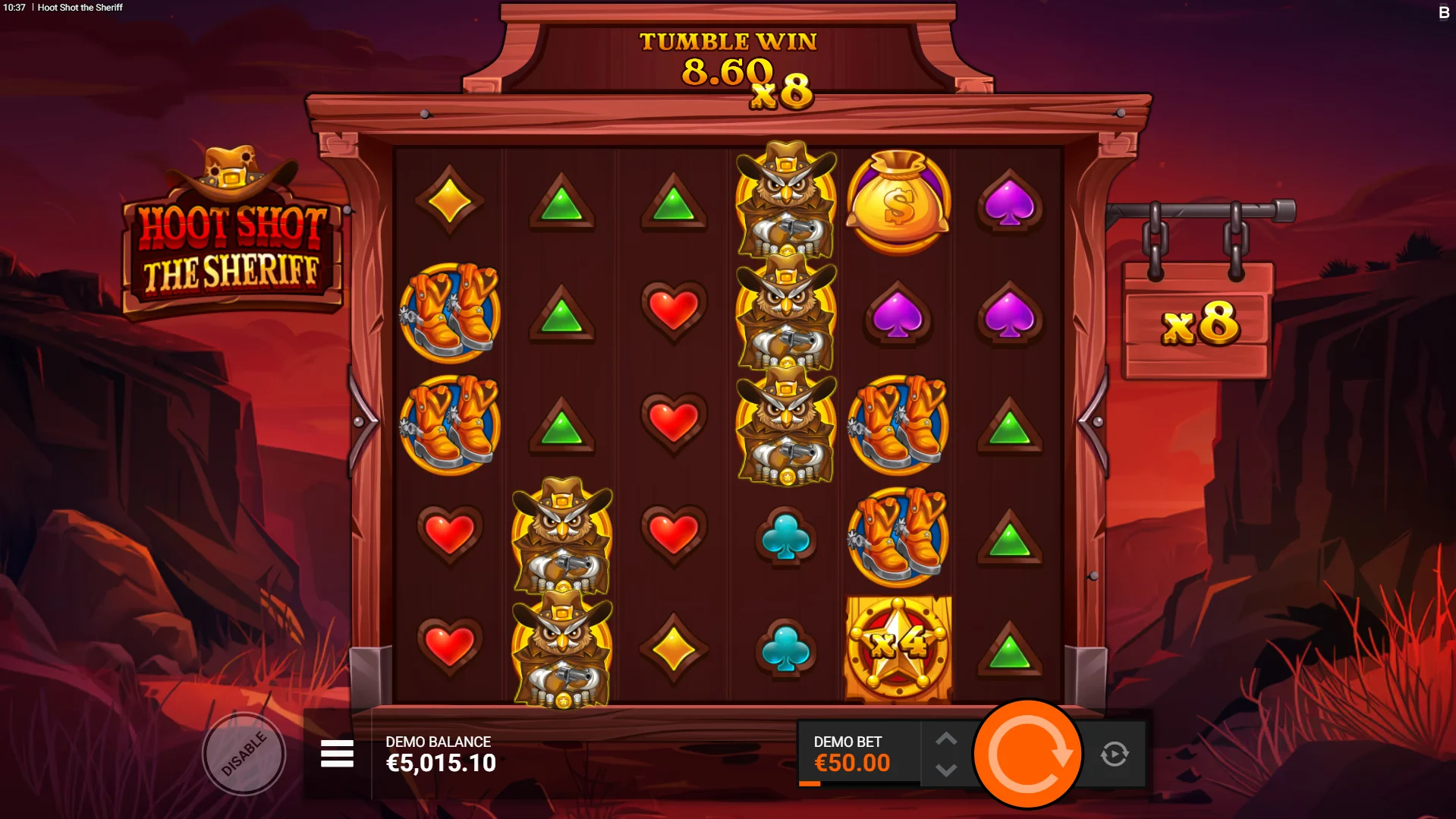 Land a Sheriff's Badge to multiply against the Global Multiplier for bigger wins