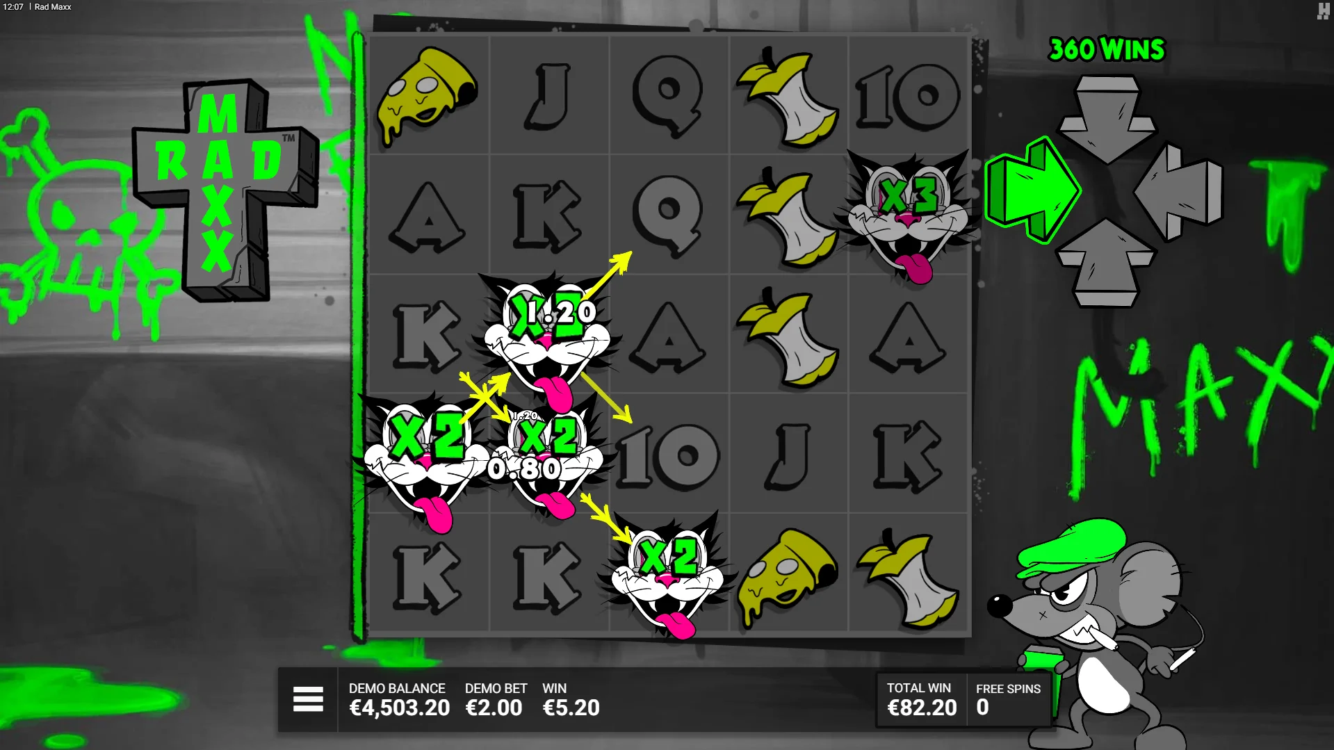 Crazy Cat symbols become persistent during each Free Spin bonus