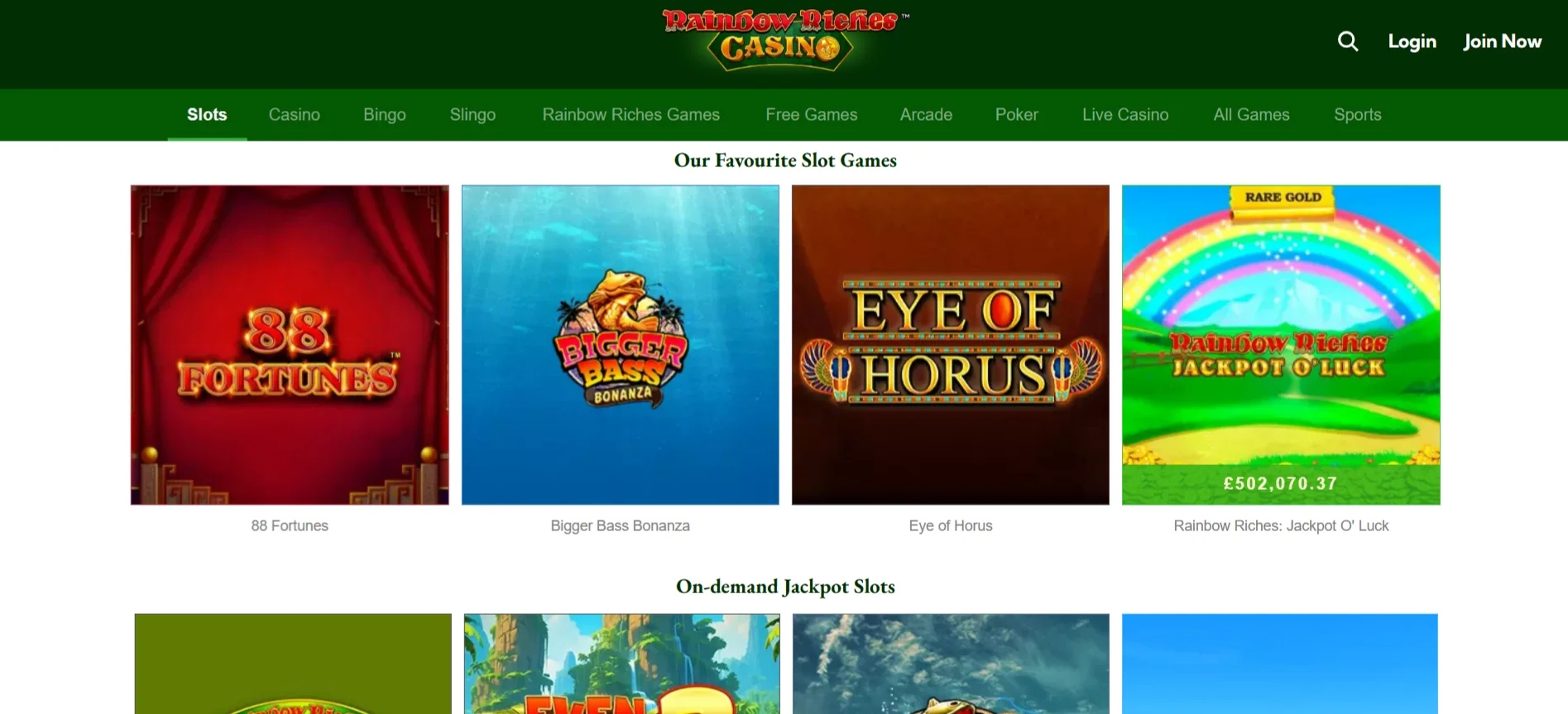 Rainbow Riches Game Selection