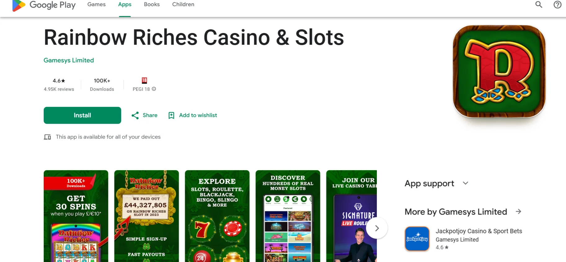 Rainbow Riches Mobile App