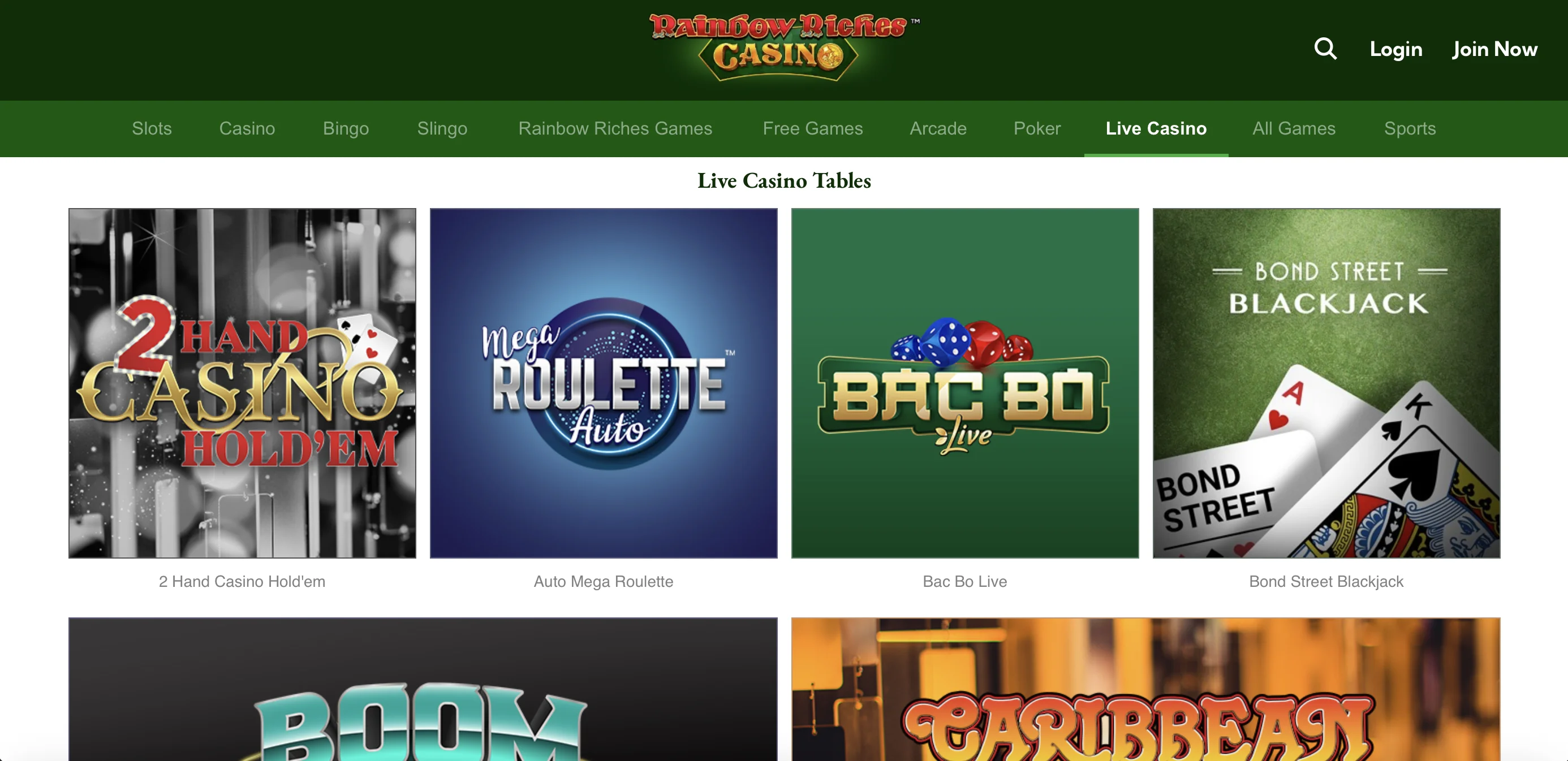 Rainbow Riches Live Casino
