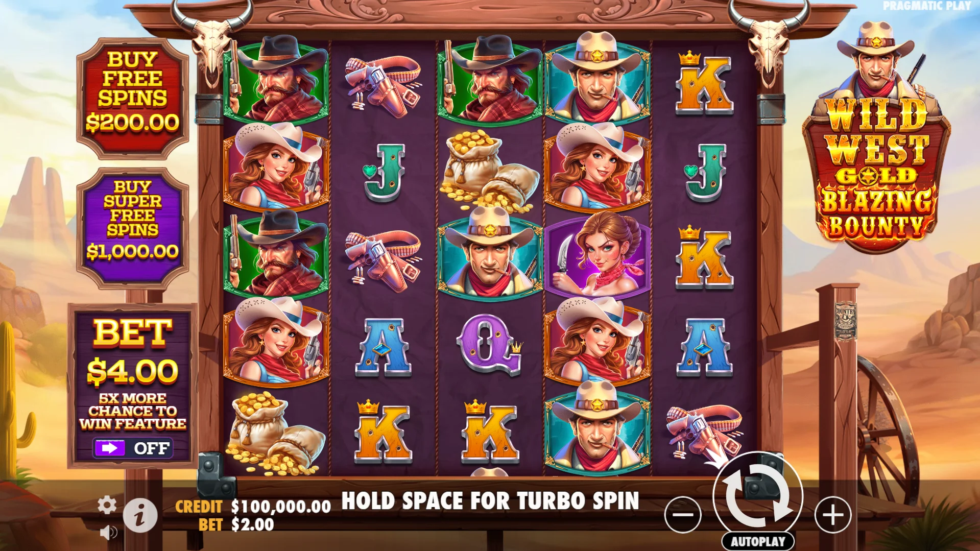 Wild West Gold Blazing Bounty base game play