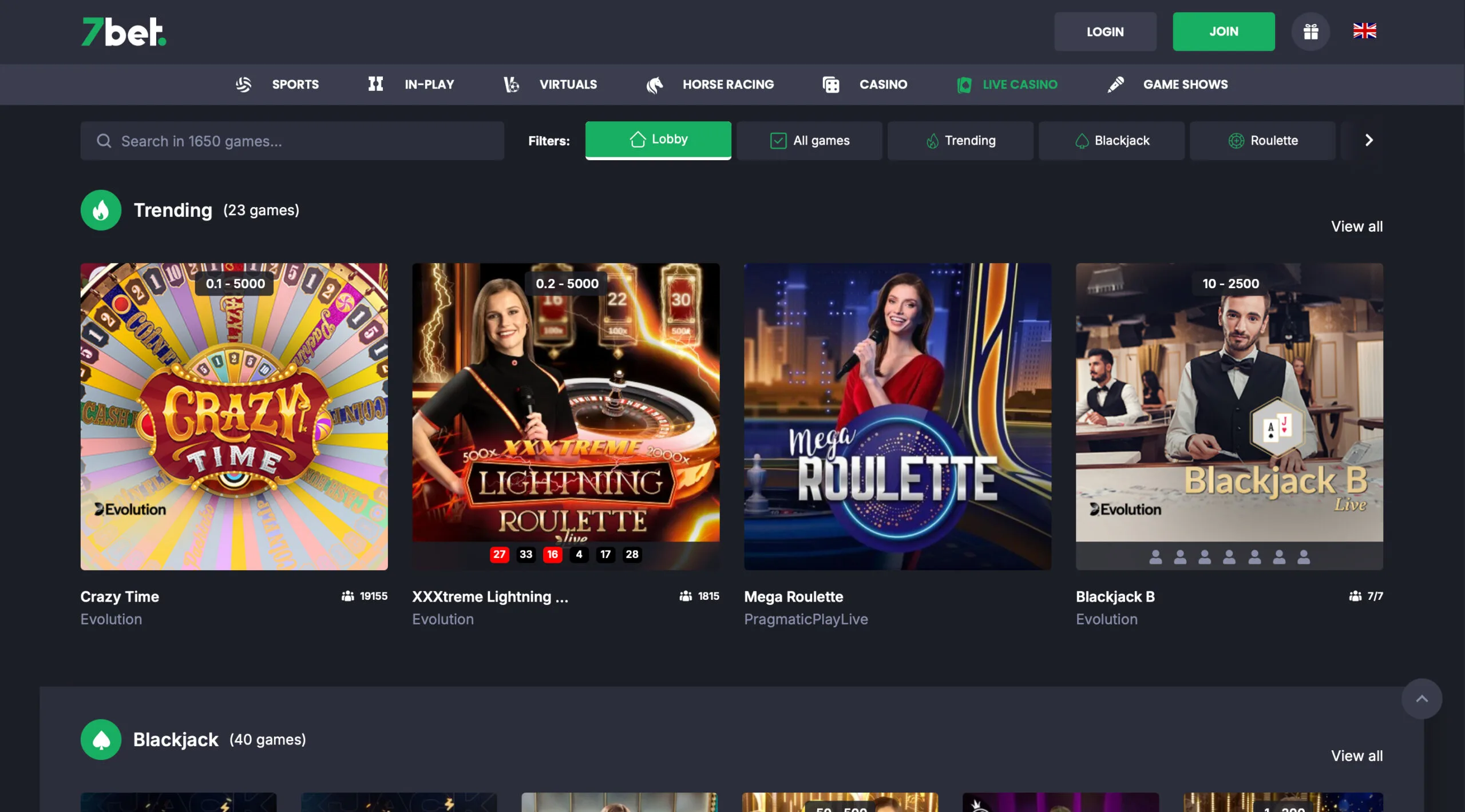 7bet Live Casino