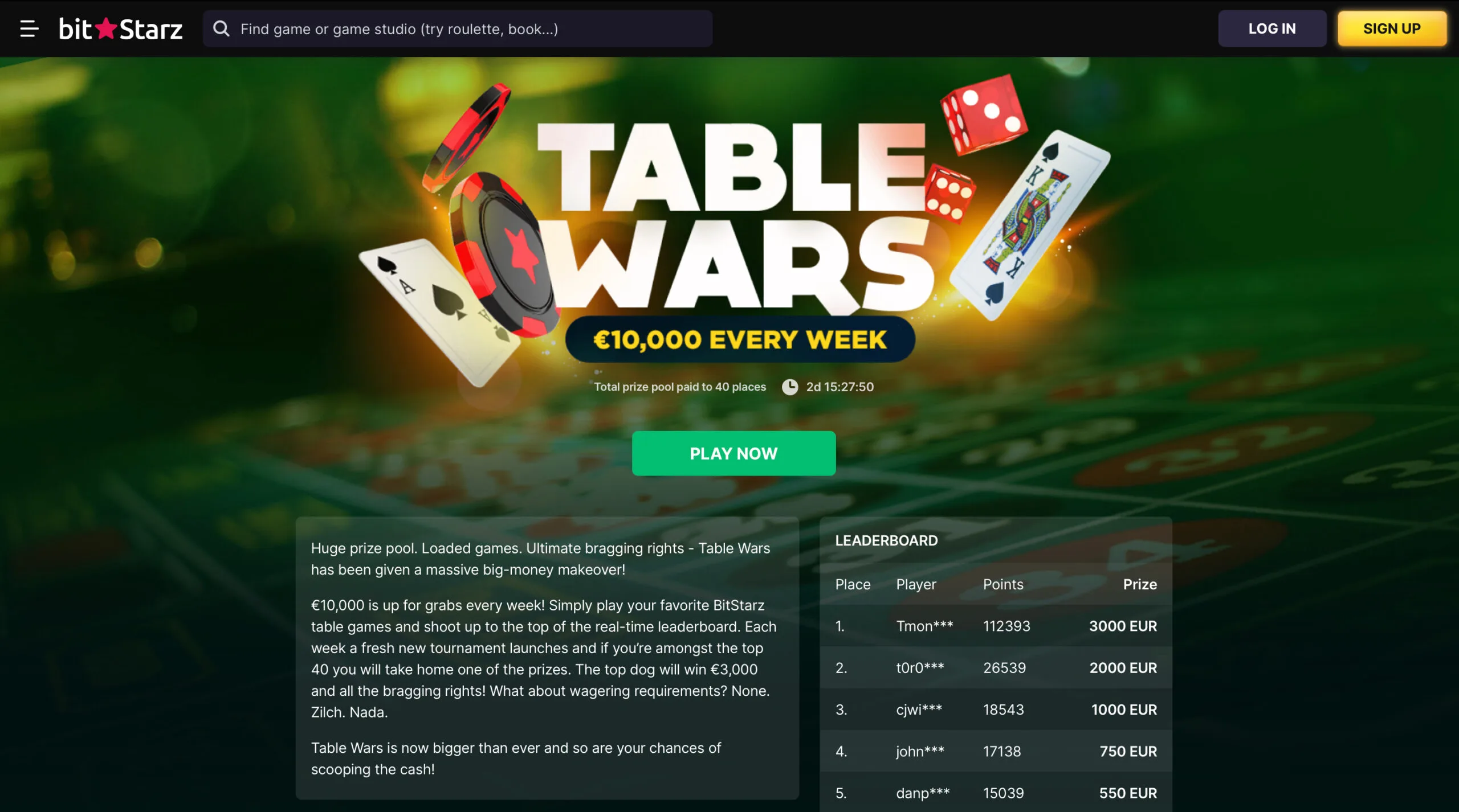 BitStarz Table Wars