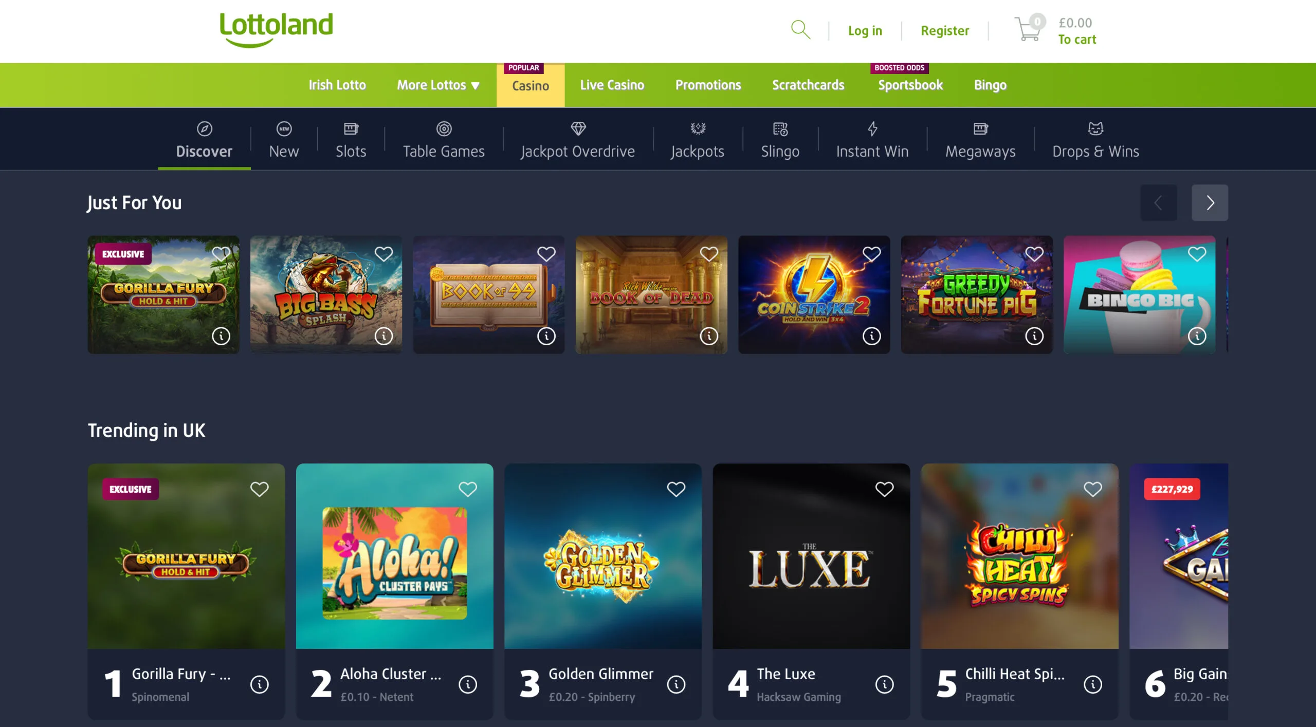 Lottoland Slot Selection