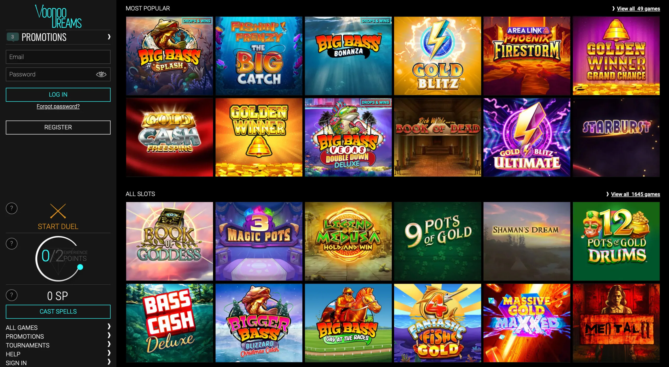 VoodooDreams Slot Selection