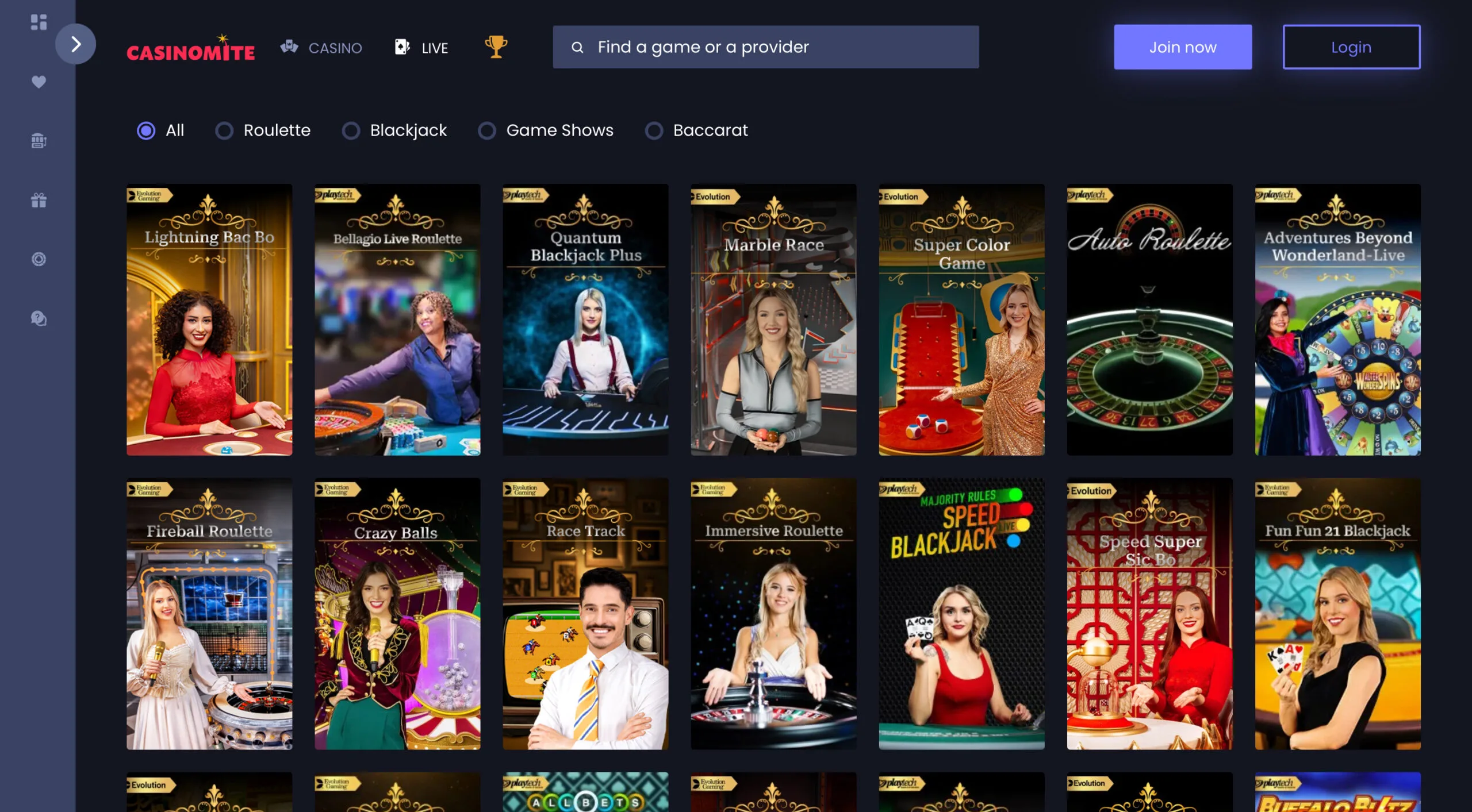 Casinomite Live Casino