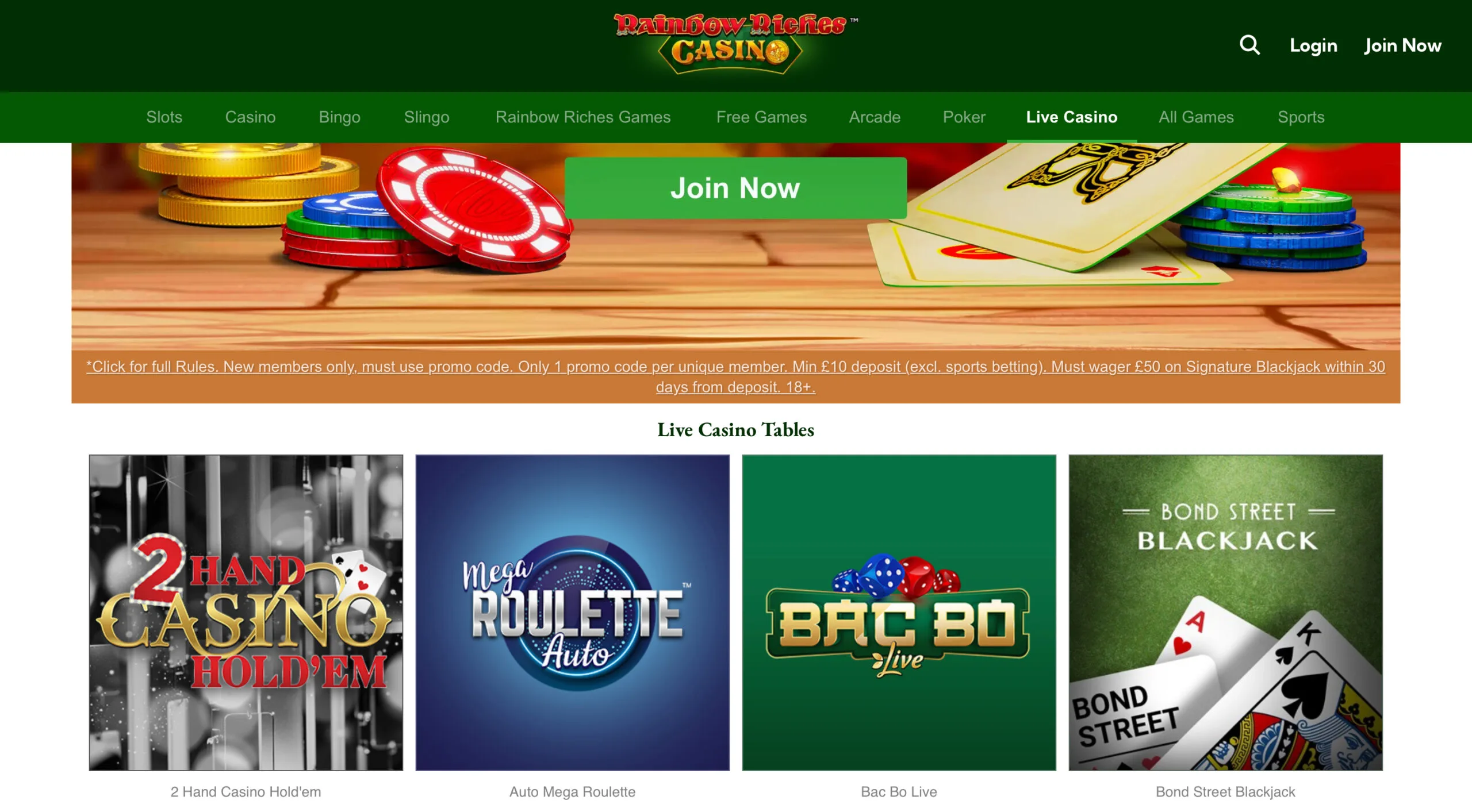 Rainbow Riches Casino Live Casino