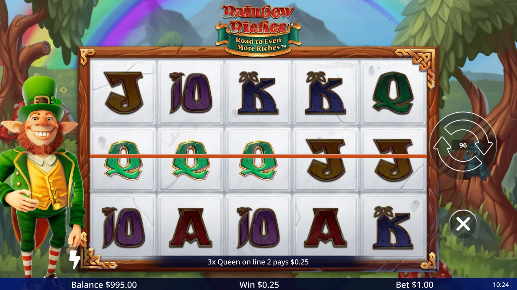 Rainbow Riches Road to Even More Riches Offers Players 20 Fixed Paylines